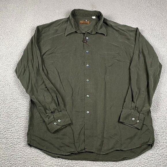 Robert Barakett Button Shirt Men's Large Green - Picture 1 of 7